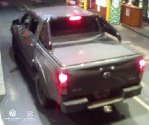 The ute believed to be driven by Allan Hopkins. Picture from SA Police