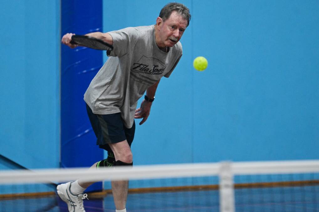 Gari Whybrow playing pickleball in Ballarat. Picture by Kate Healy