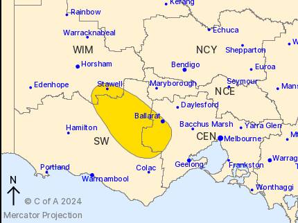 A thunderstorm warning was issued by the Bureau of Meteorology.