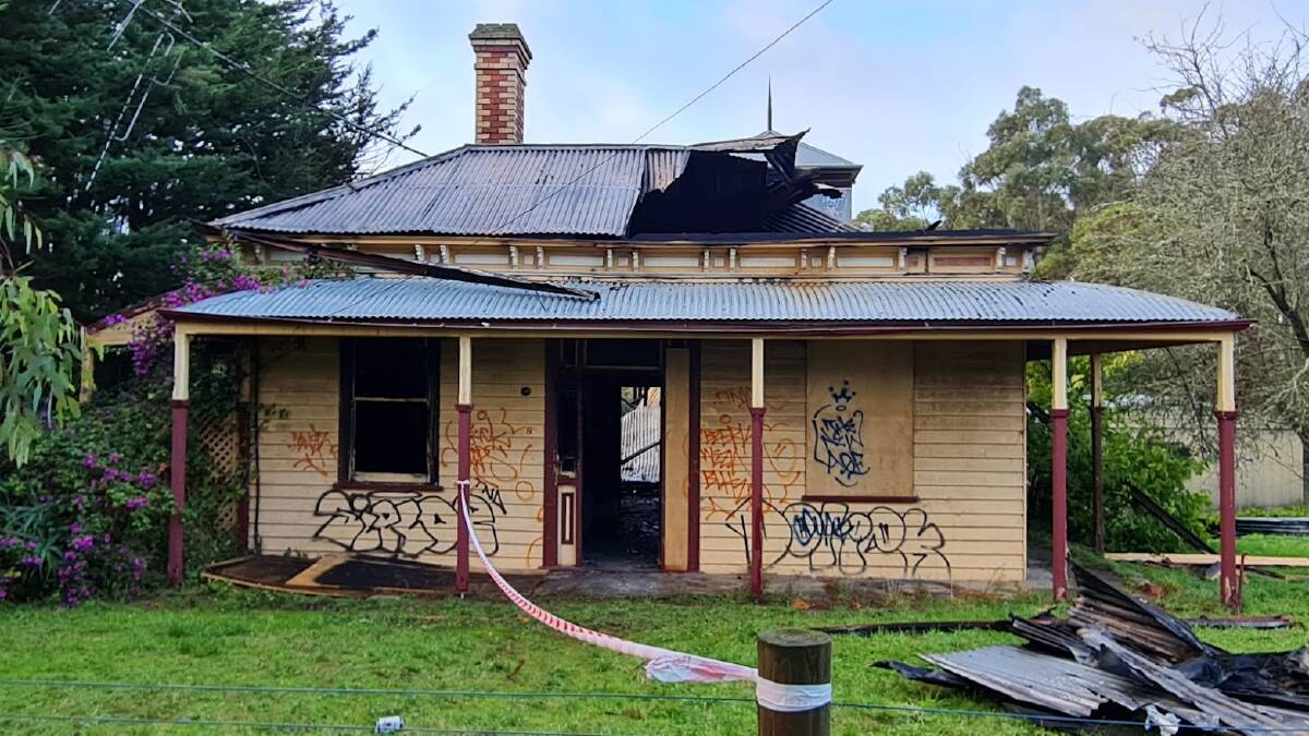 A house near Sovereign Hill was destroyed by fire on Tuesday night. Picture by The Courier