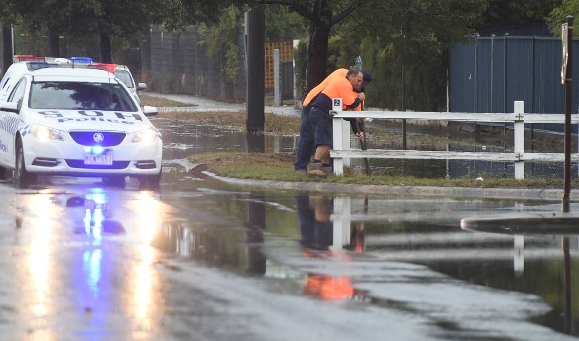 Rain: Thursday night's storm saw 22 millimetres of rain fall on Ballarat, with parts of the state receiving over 60 ml.  More rain is expected on Saturday.  Picture: Lachlan Bence.