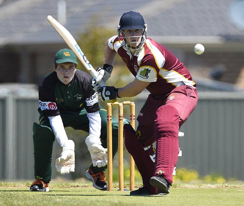 Brown Hill import Joe Crichard in action against Ballarat-Redan this season as the Englishmen made 40 in an impressive first hit-out.