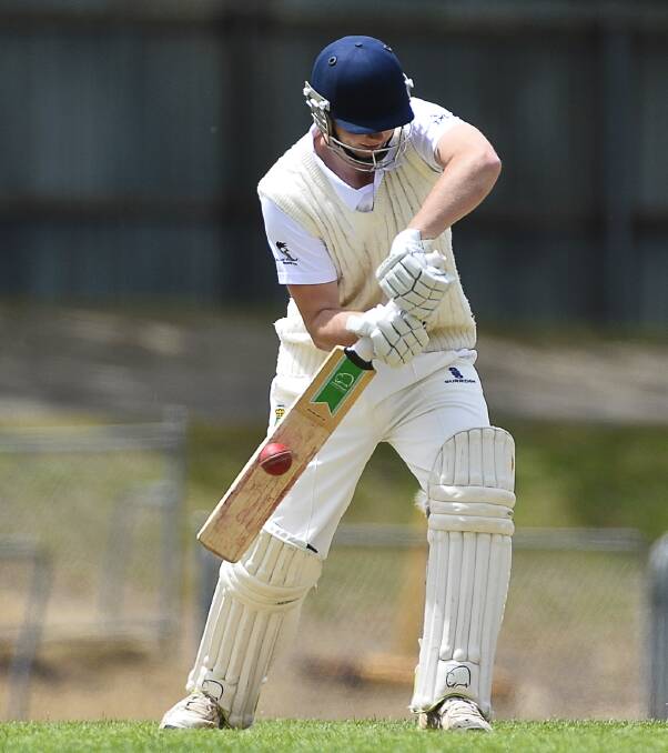 KEY INCLUSION: North Ballarat all-rounder Matthew Skeemer plays a shot against Wendouree on his way to a match-winning knock of 75 in round three. Picture: Dylan Burns
