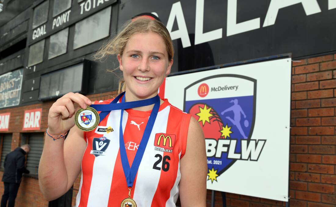 Sara Kennedy added another medal to her collection named best on ground. Picture by Kate Healy