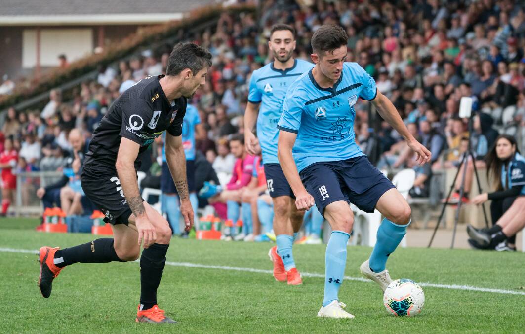 GOOD TOUCH: Sydney FC winger Luke Ivanovic in last week's match against Newcastle ahead of a pre-season clash in Ballarat. Picture: Supplied 