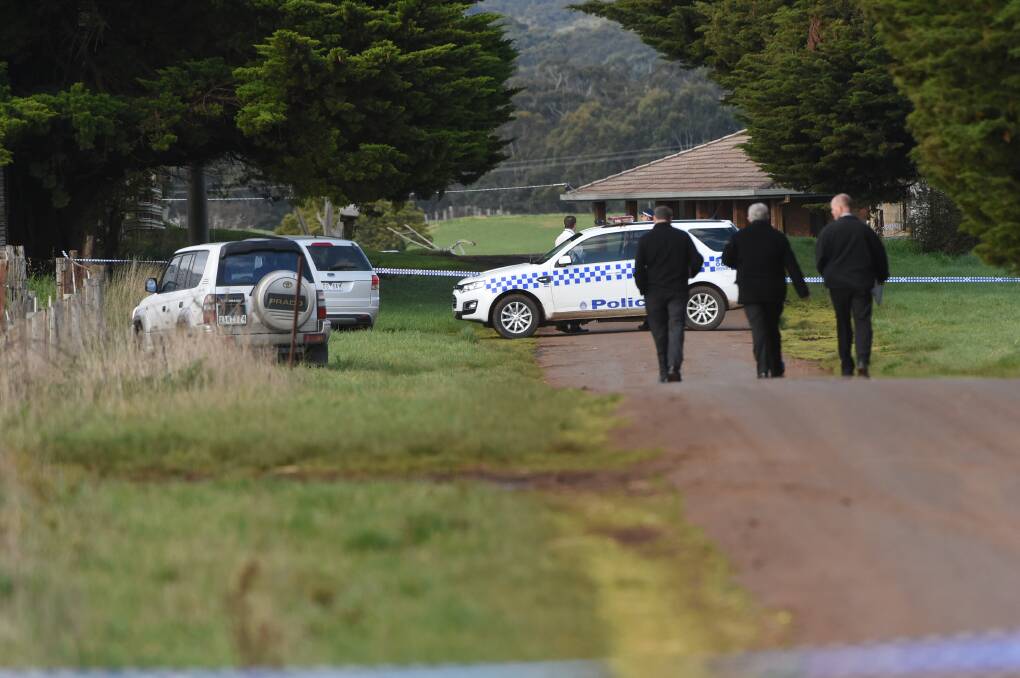 Investigation: The scene of the crime at Barkstead-Bungaree Road. Pictures: Lachlan Bence