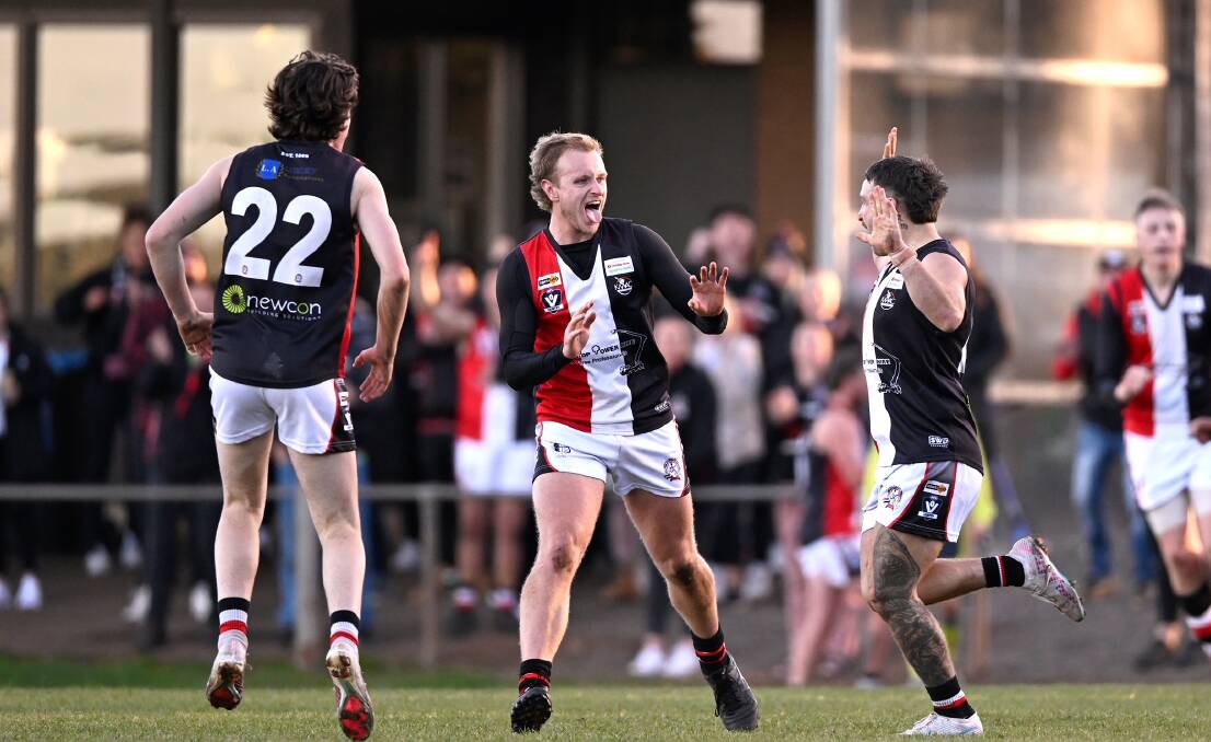 There was plenty for Creswick to celebrate as its defeated Springbank at Wallace. Picture byuAdam Trafford.