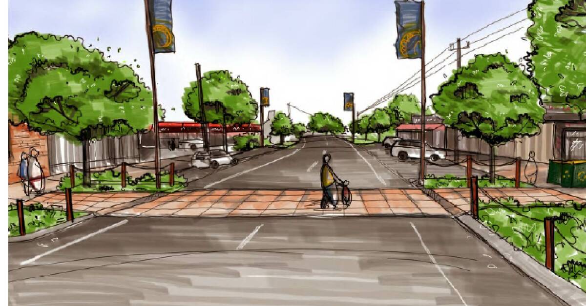 A pedestrian crossing option included in the Golden Plains Shire concept design to improve Smythesdale's streetscape. Picture supplied