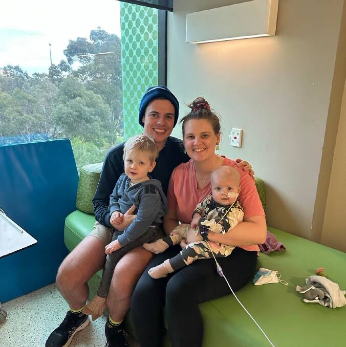 Jake, Tioni, Mason and Zarliah Laidlaw hope to travel together to Florida where Zarliah, eight months, will receive radiation therapy for a rare and aggressive brain tumour. Picture supplied