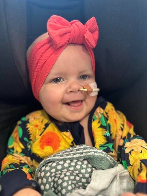 Despite the aggressive brain tumour she is being treated for, Zarliah is a happy "chilled" baby according to mum Tioni Laidlaw. Picture supplied