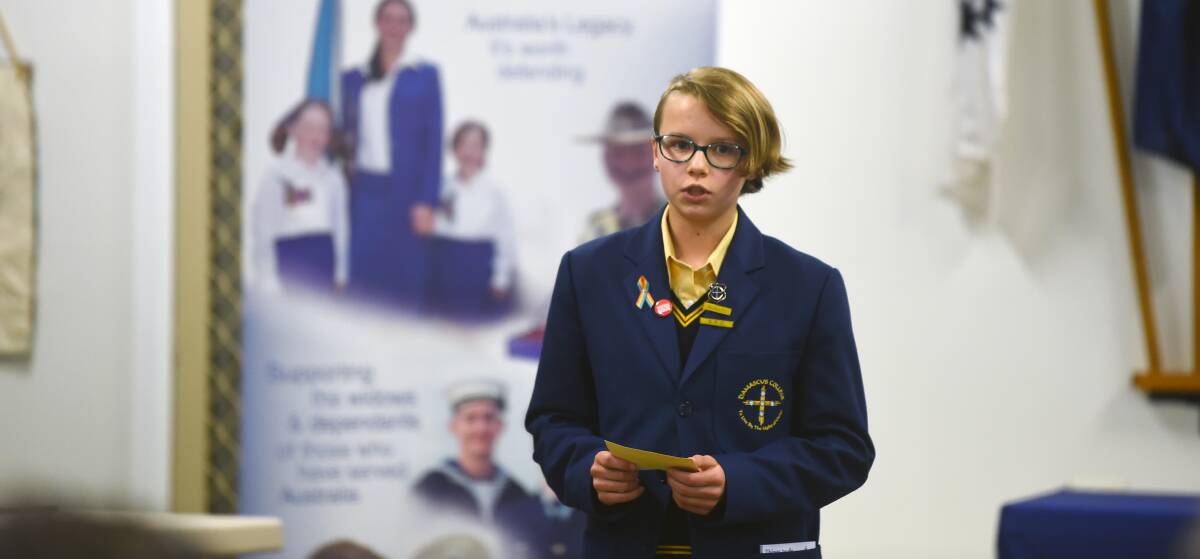 Isabeau Turner from Damascus College during her impromptu speech at the 2023 Legacy Junior Public Speaking Award.