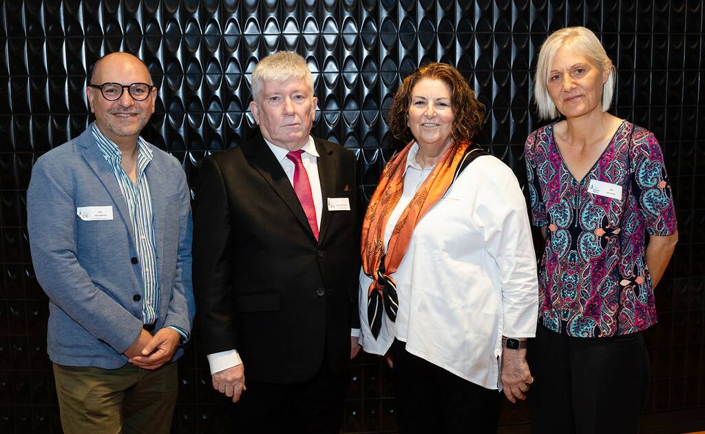 Federation University's Professor Fadi Charchar, Professor Shane Thomas, Professor Colette Browning and Professor Britt Klein at the launch of the ARC Industrial Transformation Training Centre in Optimal Ageing. Picture supplied