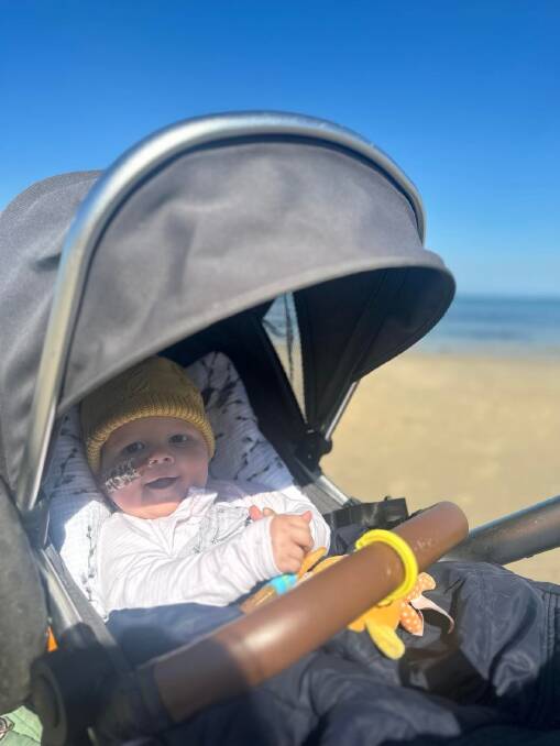The Laidlaw family are making the most of any time out of hospital, including a beach visit, as Zarliah, 10 months, battles a brain tumour. Picture supplied