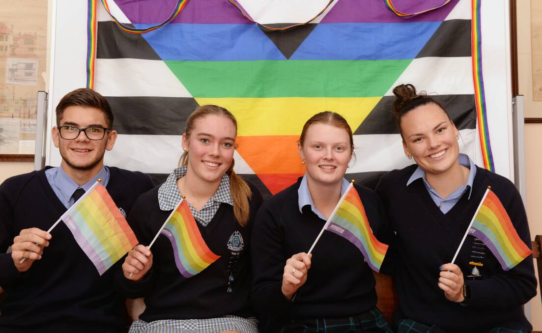 Ballarat High School students mark IDAHOBIT Day in 2021.