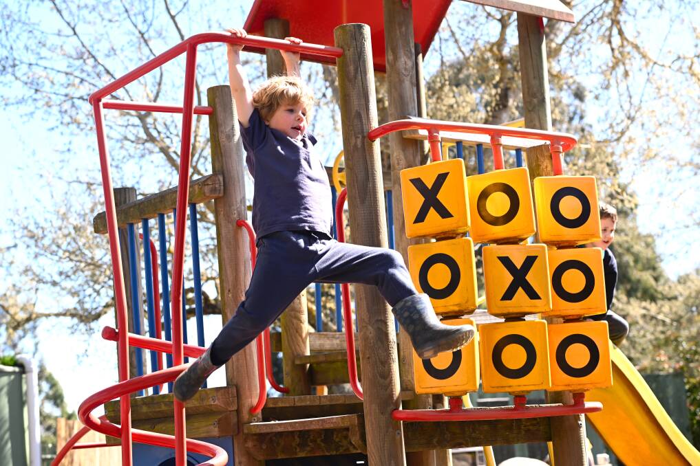 Caleb swings on the playground at Haddon Pre-School Centre which will undergo a $2.7 million upgrade, adding an extra 50 kindergarten places for the growing town. Picture by Adam Trafford