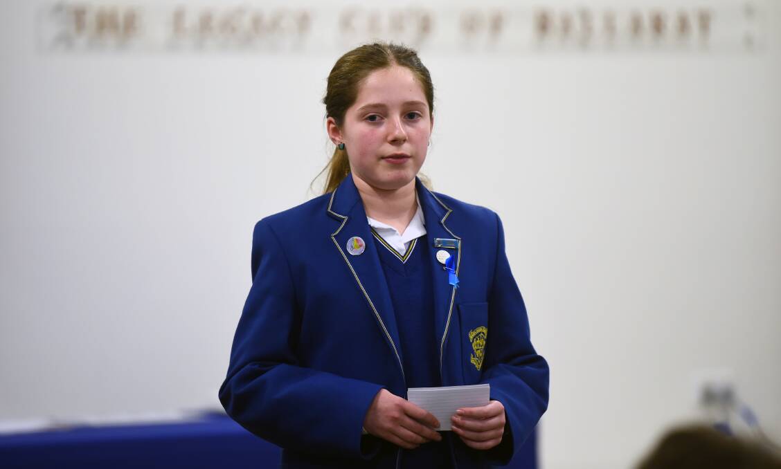 Loreto College student Matilda Goodbourn was one of 16 participants in the Ballarat Regional Final of the Legacy Junior Public Speaking Awards.