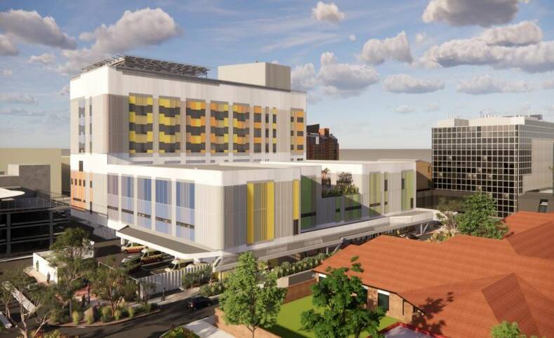 An artist impression of the main tower project of Grampians Health Ballarat Base Hospital redevelopment. 