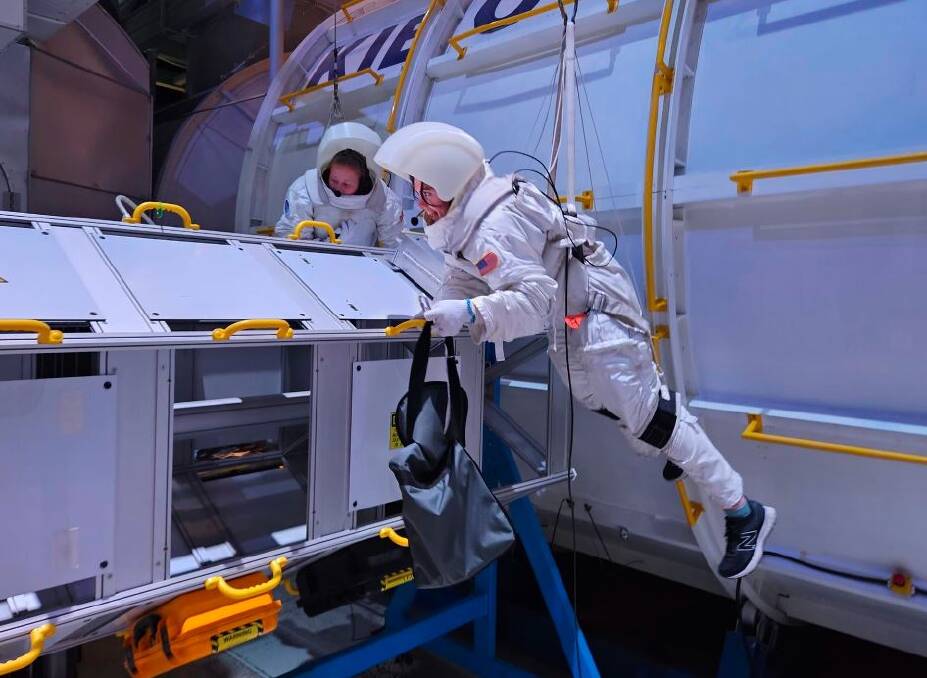 Loreto students practice new skills in a zero-gravity simulation at NASA Space Camp in Huntsville, Alabama.