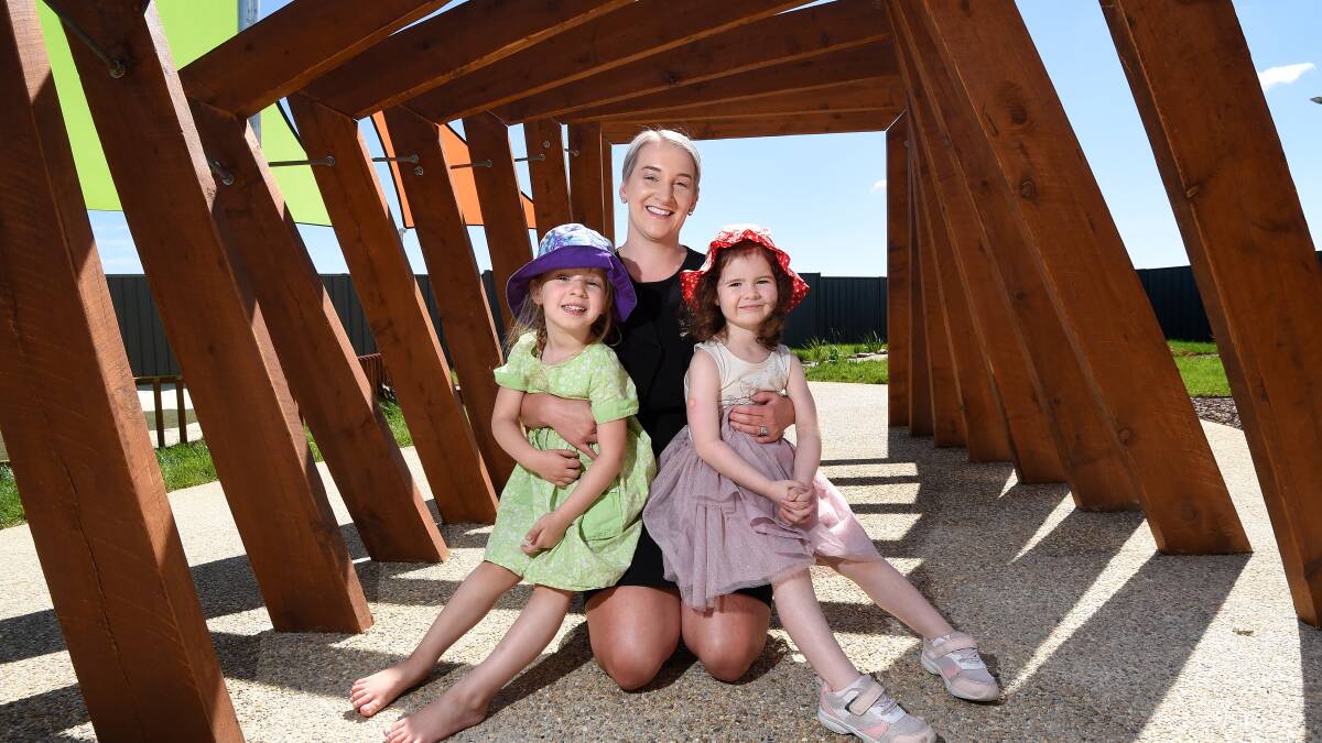Brady Bunch Early Learning Centre's Rachel Condon with Matilda and Ava at the opening of their Delacome service in 2021