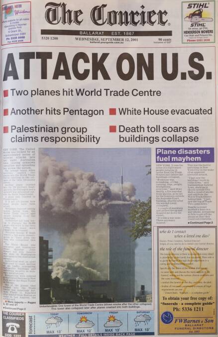 The front page of The Courier, September 12, 2001.