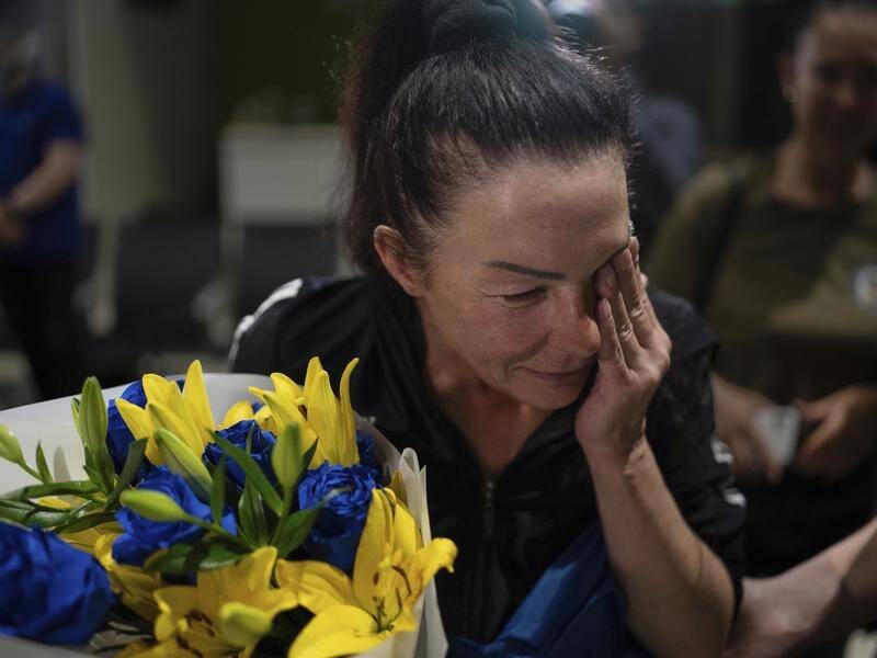 Olena Pekh is one of 10 Ukrainians who have returned to Kyiv after being held prisoner in Russia. (AP PHOTO)