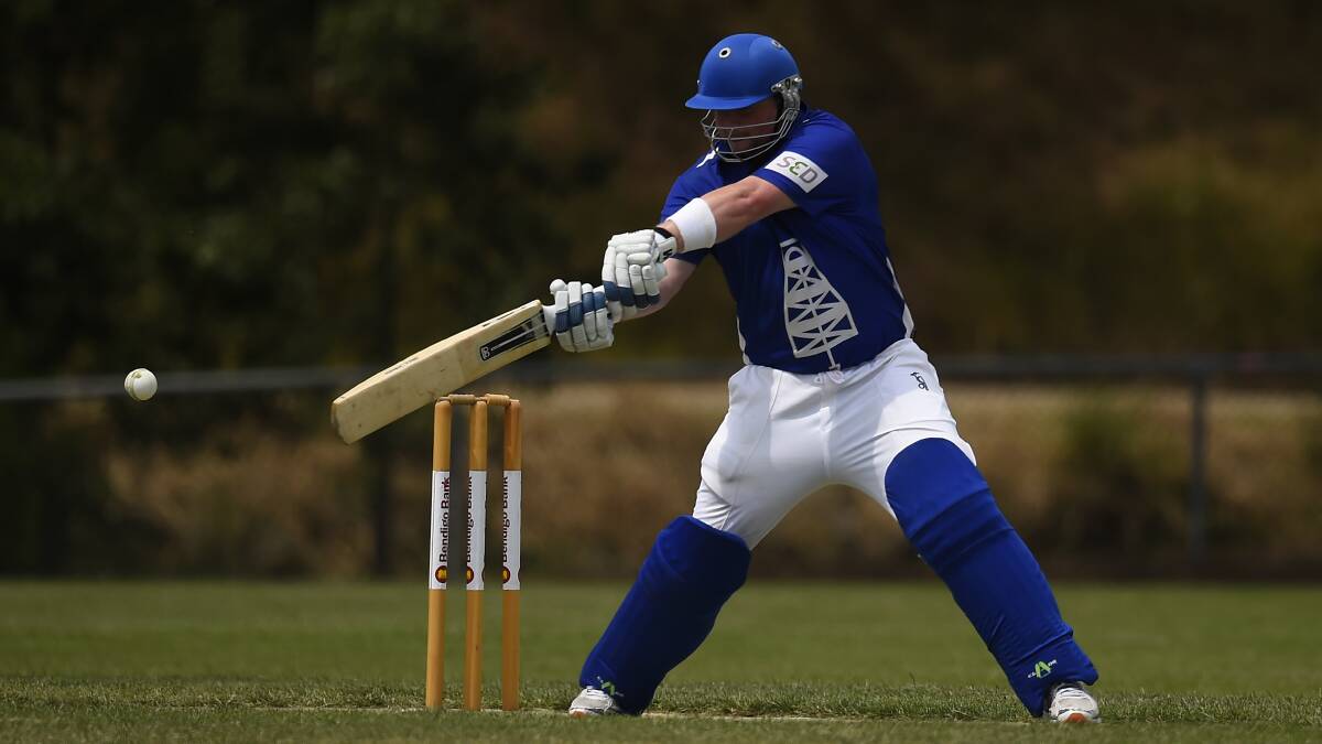 Andrew Falkner in batting action on Sunday for Golden Point, which nabbed a spot in Ballarat Cricket Association Twenty20 Cup finals. Photo: Justin Whitelock