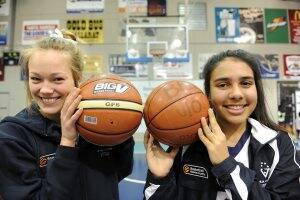 TAKE AIM: Morgan Muir and Emily Brugman have been selected to represent Vic Country in the Australian under-16 basketball championships. PICTURE: LACHLAN BENCE