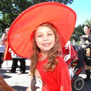 SEEING RED: Five-year-old Naomi Ross in the Ballarat Library float. Picture: Adam Trafford