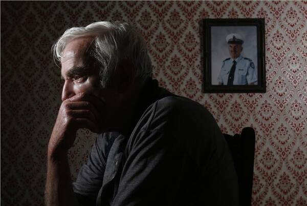 PAIN:  Mal Waterhouse sits at home with the memories of a  horrifying day when he confronted a crazed, knife-wielding murderer  in a Ballarat residential street. Picture:  Andrew Kelly
